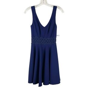 B. Darlin Juniors Navy Blue Sleeveless A-Line Lace Waist Short Dress Size 1/2 XS
